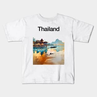 Thailand: Postcard from Thailand a Vision of Paradise on a light (Knocked Out) background Kids T-Shirt